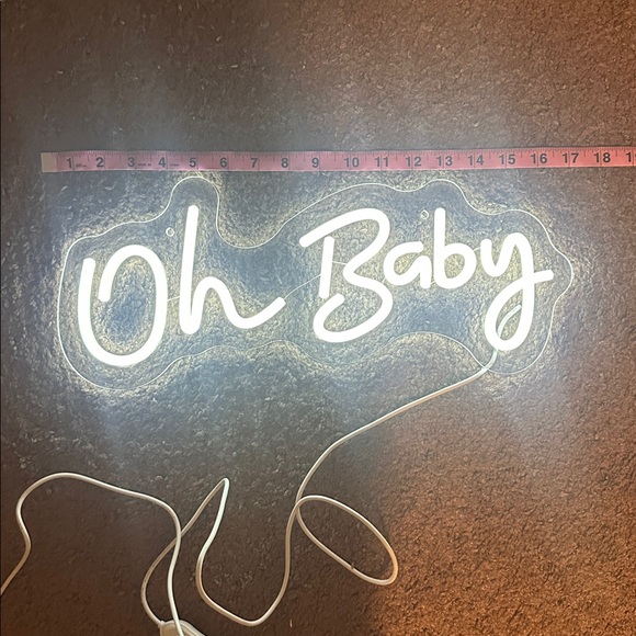 Oh Baby Neon Light Sign for Baby Shower Backdrop Decorations Adjustable, White - Picture 9 of 9